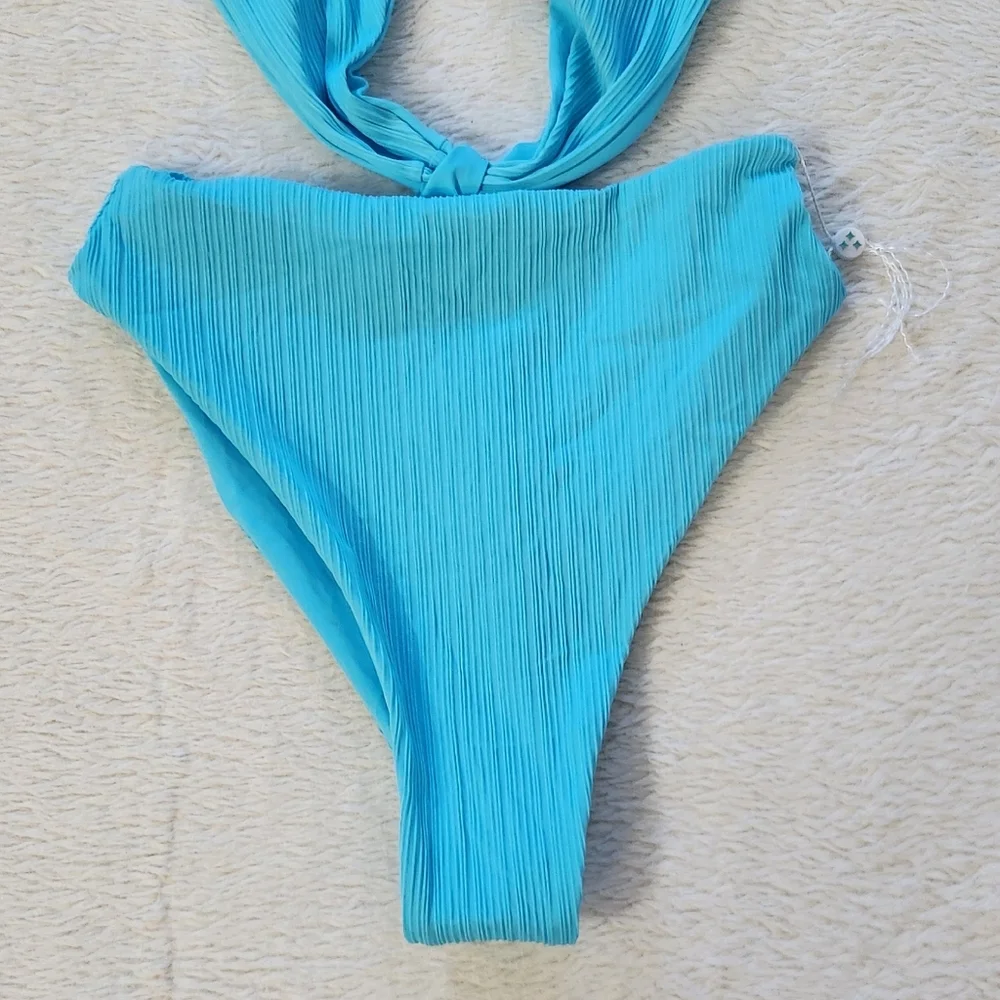 New!Frankie's‎ Bikinis Dorothy Plisse Halter One-piece Swimsuit